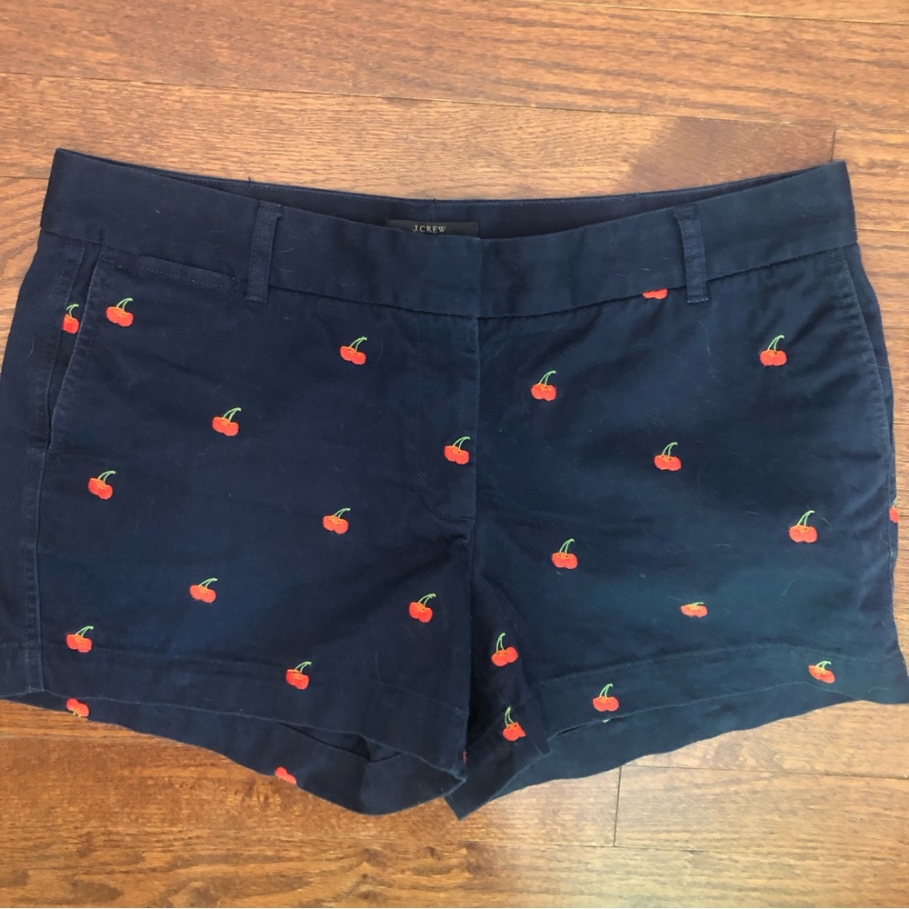 J Crew Navy Blue Chino Shorts Cherries 12‎